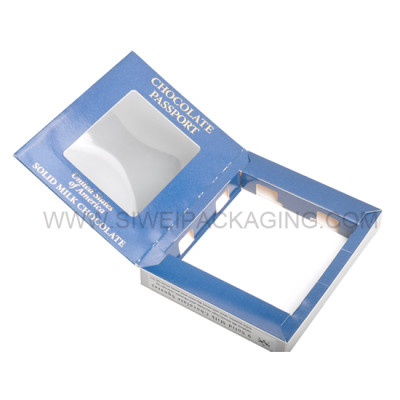 Best Sale book shaped paper and pvc boxes for chocolates with hot stamping