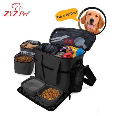 Eco-friendly foldable pet carrier cat tote bag dog travel bag with bowl