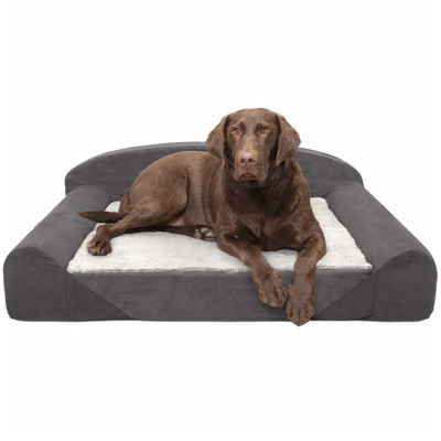 Large Orthopedic Ultra Plush Sofa-Style Couch Pet Dog Bed for Dogs Cats Gray