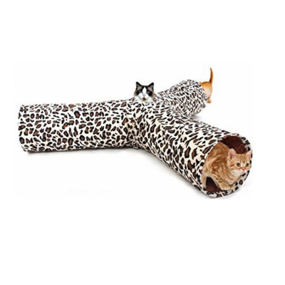 ZYZpet Collapsible Fun Road Leopard Print Crinkle Sounds 3 Way Cat Tunnel