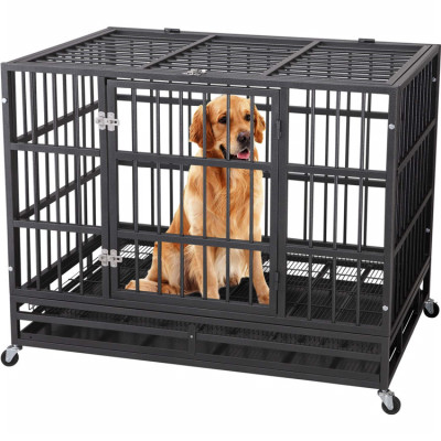 ZYZ PET Foldable Stainless Steel Dog Cage With Wheels