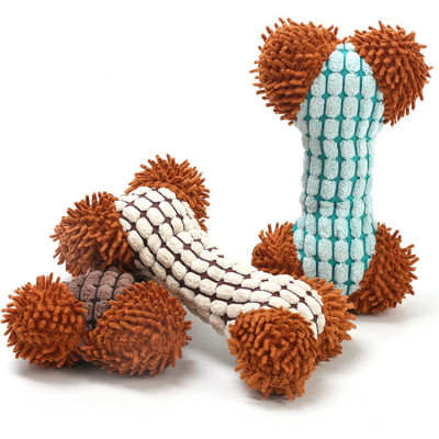 ZYZpet Plush Small Bone Vocal teeth Interactive Squeaky Chew Plush Pet Dog Toys