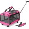 ZYZpet Airline Approved Tote Luggage Soft Sided Pink Cat Dog Pet Carrier With Detachable Wheels For Small And Medium Dogs Cats