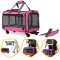 ZYZpet Airline Approved Tote Luggage Soft Sided Pink Cat Dog Pet Carrier With Detachable Wheels For Small And Medium Dogs Cats
