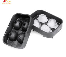 3D Skull Flexible Silicone Ice Cube Mold Tray, Makes Four Giant Ice Skulls, Round Ice Cube Maker