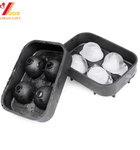 3D Skull Flexible Silicone Ice Cube Mold Tray, Makes Four Giant Ice Skulls, Round Ice Cube Maker