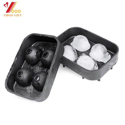 3D Skull Flexible Silicone Ice Cube Mold Tray, Makes Four Giant Ice Skulls, Round Ice Cube Maker