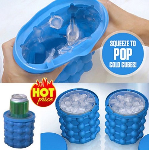 Ice Bucket,Large Silicone Ice Bucket & Ice Mold with lid