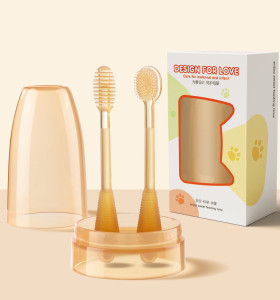 Food Grade Silicone Baby Toothbrush and Tongue Brush Set Baby Products for 0-18 Months