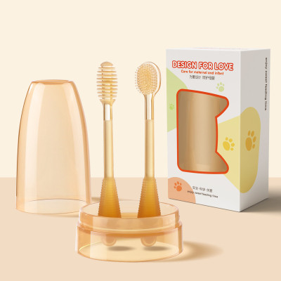 Food Grade Silicone Baby Toothbrush and Tongue Brush Set Baby Products for 0-18 Months
