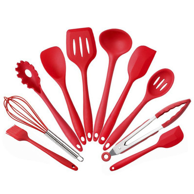 Red Non-stick Silicone Kitchen Utensils Set Heat Resistant Silicone Cooking Utensil Set Cooking Tools