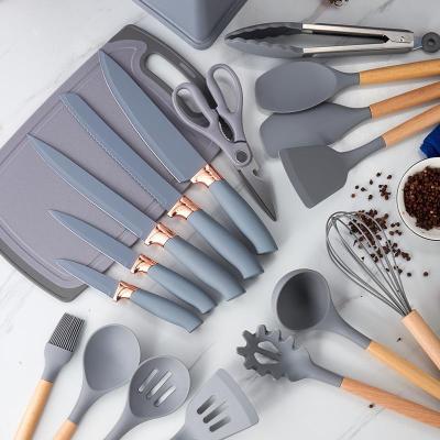 Custom 19 pcs Food Grade Silicone Kitchen Cooking Utensils Set Non Stick Kitchen Cuisine Accessories