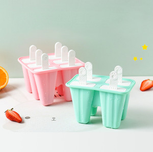 Food Grade Reusable Silicone Popsicle Mold with Lid and Wooden Stick DIY Ice Cream Mold