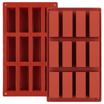 Customized 12 Gride Rectangle Silicone Chocolate Bar Cake Mold Non-stick Silicone Candy Molds DIY Baking Mold Factory Supply