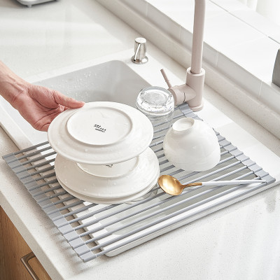 Custom Multifunctional Silicone Kitchenware Drain Drying Rack Foldable Dinnerware Fruits Vegetables Draining Holder