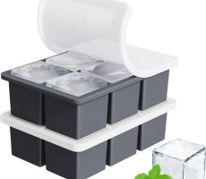 Factory Custom 6-Grid Square Silicone Cube Ice Mold Internal Steel Frame Whiskey Ice Mold Ice Cube Tray with Lids Cover