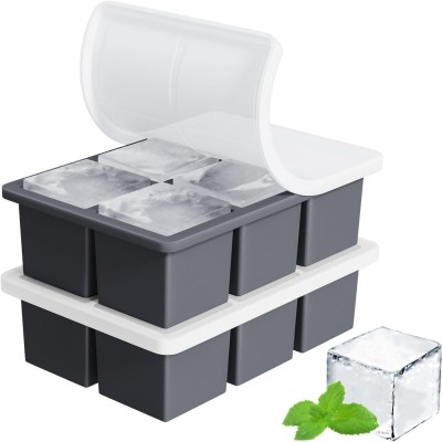 Factory Custom 6-Grid Square Silicone Cube Ice Mold Internal Steel Frame Whiskey Ice Mold Ice Cube Tray with Lids Cover