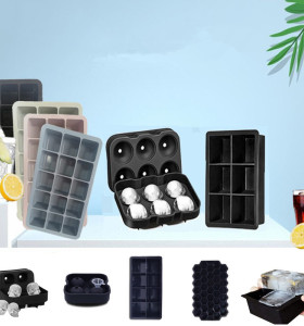 Food Grade Square and Round Silicone Ice Making Mold Set Ice Cube Tray for Cocktails or Whiskey Factory Supply