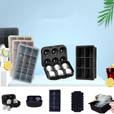 Food Grade Square and Round Silicone Ice Making Mold Set Ice Cube Tray for Cocktails or Whiskey Factory Supply