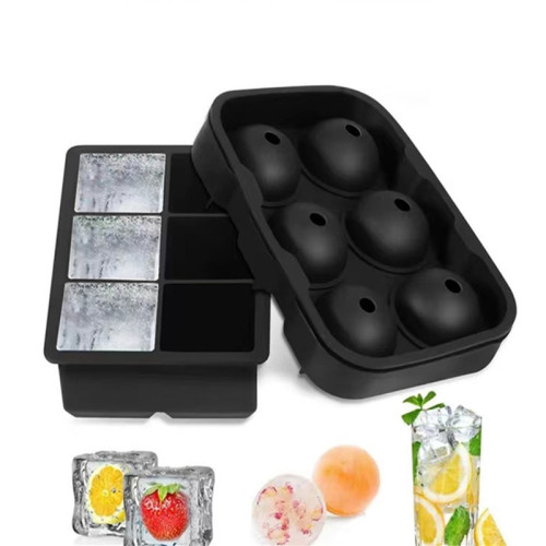 Food Grade Square and Round Silicone Ice Making Mold Set Ice Cube Tray for Cocktails or Whiskey Factory Supply