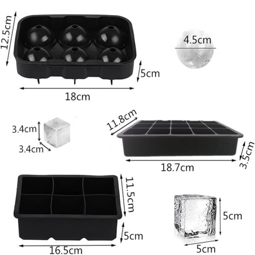 Food Grade Square and Round Silicone Ice Making Mold Set Ice Cube Tray for Cocktails or Whiskey Factory Supply