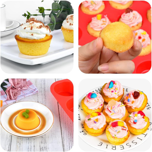 Custom 12 24 Grid Silicone Jelly Biscuit Mold Non Stick Circular Muffin Cup Mold Heat-resistant Baking Tray Cake Molds Factory Supply