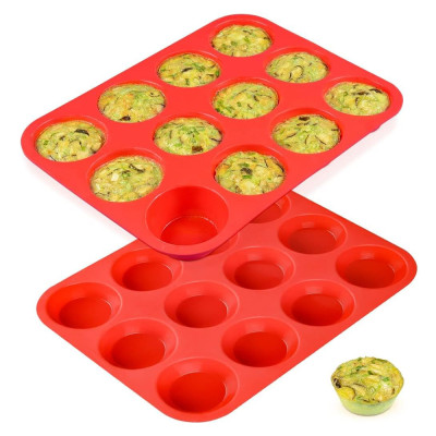 Custom 12 24 Grid Silicone Jelly Biscuit Mold Non Stick Circular Muffin Cup Mold Heat-resistant Baking Tray Cake Molds Factory Supply