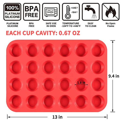Custom 12 24 Grid Silicone Jelly Biscuit Mold Non Stick Circular Muffin Cup Mold Heat-resistant Baking Tray Cake Molds Factory Supply