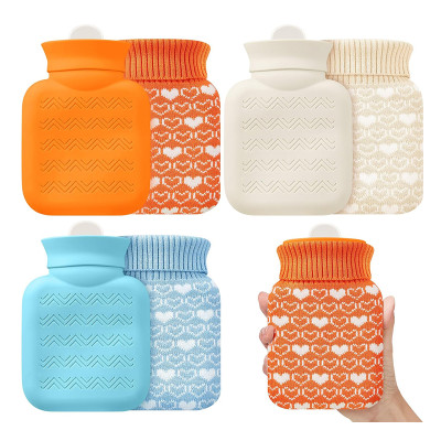 320ml  Mini Silicone Hot Water Bottle Portable Hot Water Bag With Plush Cover for Travel Pain Relief Holiday Gifts