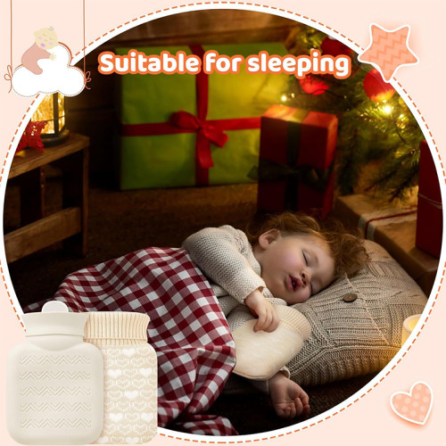 320ml  Mini Silicone Hot Water Bottle Portable Hot Water Bag With Plush Cover for Travel Pain Relief Holiday Gifts