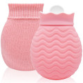 New Arrivals 320ml Pink Silicone Hot Water Bag Mini Silicone Hot Water Bottle with Cover for Pain Relief, Waist, Back, Neck, Shoulders