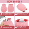 New Arrivals 320ml Pink Silicone Hot Water Bag Mini Silicone Hot Water Bottle with Cover for Pain Relief, Waist, Back, Neck, Shoulders