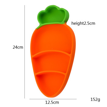 Factory Customized Cute Carrot Silicone Baby Dinner Plate With Spoon Fork Dinnerware Set