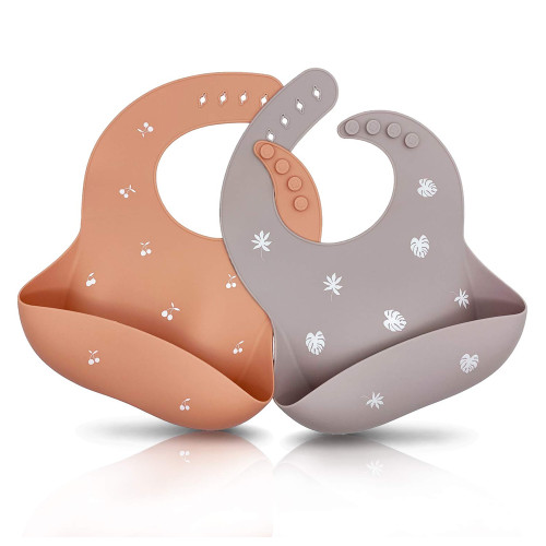 BPA Free Waterproof Soft Durable Adjustable Custom logo Silicone Baby Bibs for Babies Toddlers