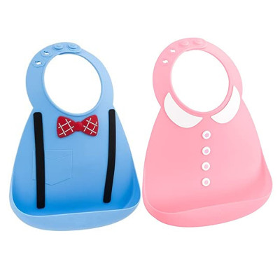 Wholesale Custom Cartoon Cute Waterproof Easy Wipe Clean Silicone Baby Bib For Baby Toddler