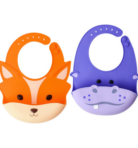 Factory Customization Animal Waterproof Adjustable Soft Silicone Baby Bibs for Child Toddlers