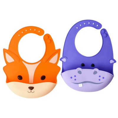 Factory Customization Animal Waterproof Adjustable Soft Silicone Baby Bibs for Child Toddlers