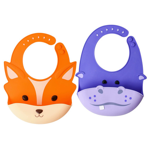 Factory Customization Animal Waterproof Adjustable Soft Silicone Baby Bibs for Child Toddlers