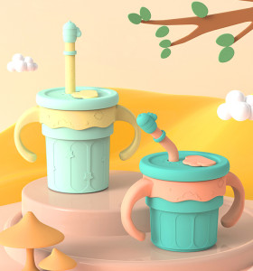 Baby Silicone Sippy Cups BPA-Free Portable Leakproof Learning Drink Cup Feeding Cup For Children