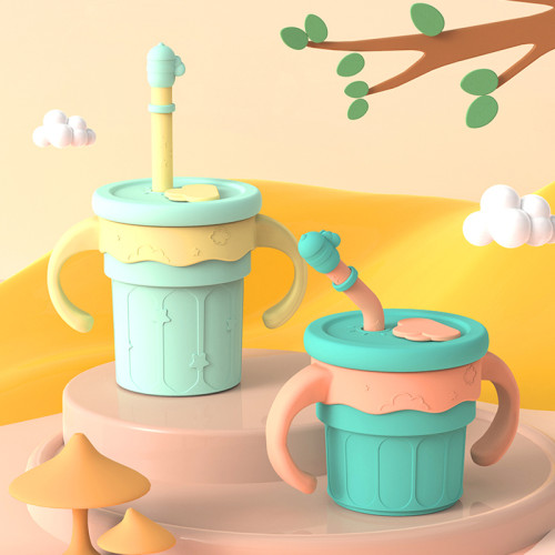Baby Silicone Sippy Cups BPA-Free Portable Leakproof Learning Drink Cup Feeding Cup For Children