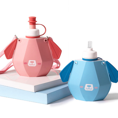 Children Cartoon Portable Leak Proof Reuseable BPA Free Silicone Foldable Water Bottles for Travel