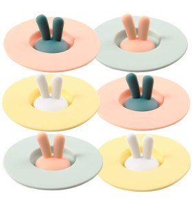 Custom Cartoon Rabbit Wholesale Anti-dust Airtight Seal Mug Cover Silicone Drink Cup Lids