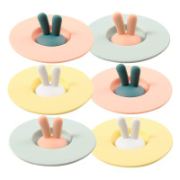 Custom Cartoon Rabbit Wholesale Anti-dust Airtight Seal Mug Cover Silicone Drink Cup Lids