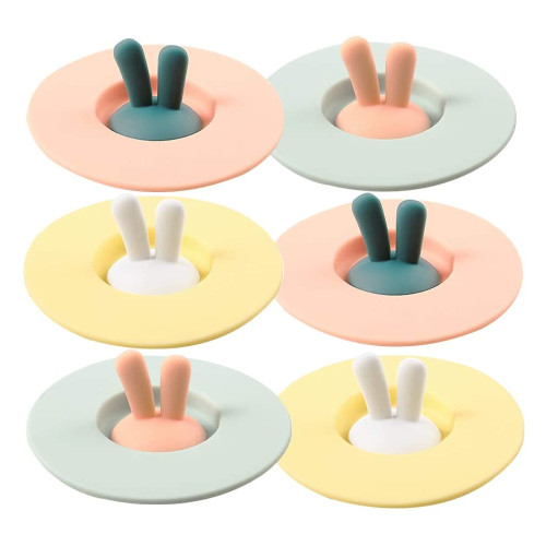Custom Cartoon Rabbit Wholesale Anti-dust Airtight Seal Mug Cover Silicone Drink Cup Lids