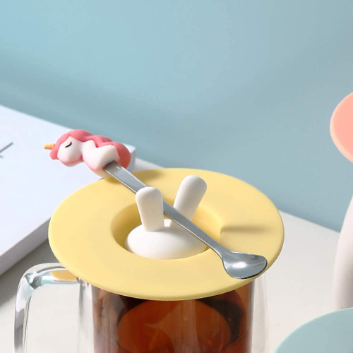 Custom Cartoon Rabbit Wholesale Anti-dust Airtight Seal Mug Cover Silicone Drink Cup Lids