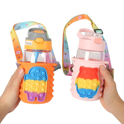 Heat Resistant Non-slip Reusable Custom Push Fidget Toy Silicone Sleeves for kids Thermos Water Bottle