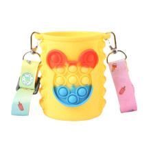 Heat Resistant Non-slip Reusable Custom Push Fidget Toy Silicone Sleeves for kids Thermos Water Bottle