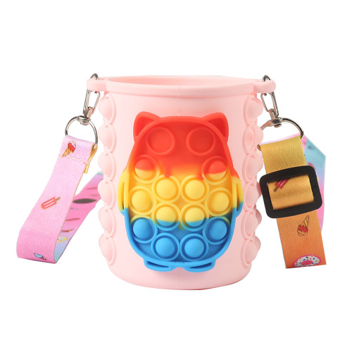 Heat Resistant Non-slip Reusable Custom Push Fidget Toy Silicone Sleeves for kids Thermos Water Bottle