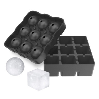 Easy Release Silicone Sphere Ball Mold BPA Free Reusable Whiskey Ice Cube Tray for Freezer