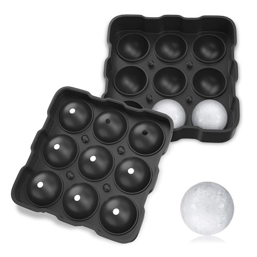 Easy Release Silicone Sphere Ball Mold BPA Free Reusable Whiskey Ice Cube Tray for Freezer
